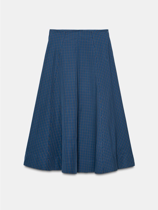 Zara Dresses & Skirts - ZARA Blue Plaid A-Line Midi Skirt size XS